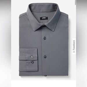 EXPRESS | Slim Solid Stretch Modern Tech 1Mx Dress Shirt Dark Gray